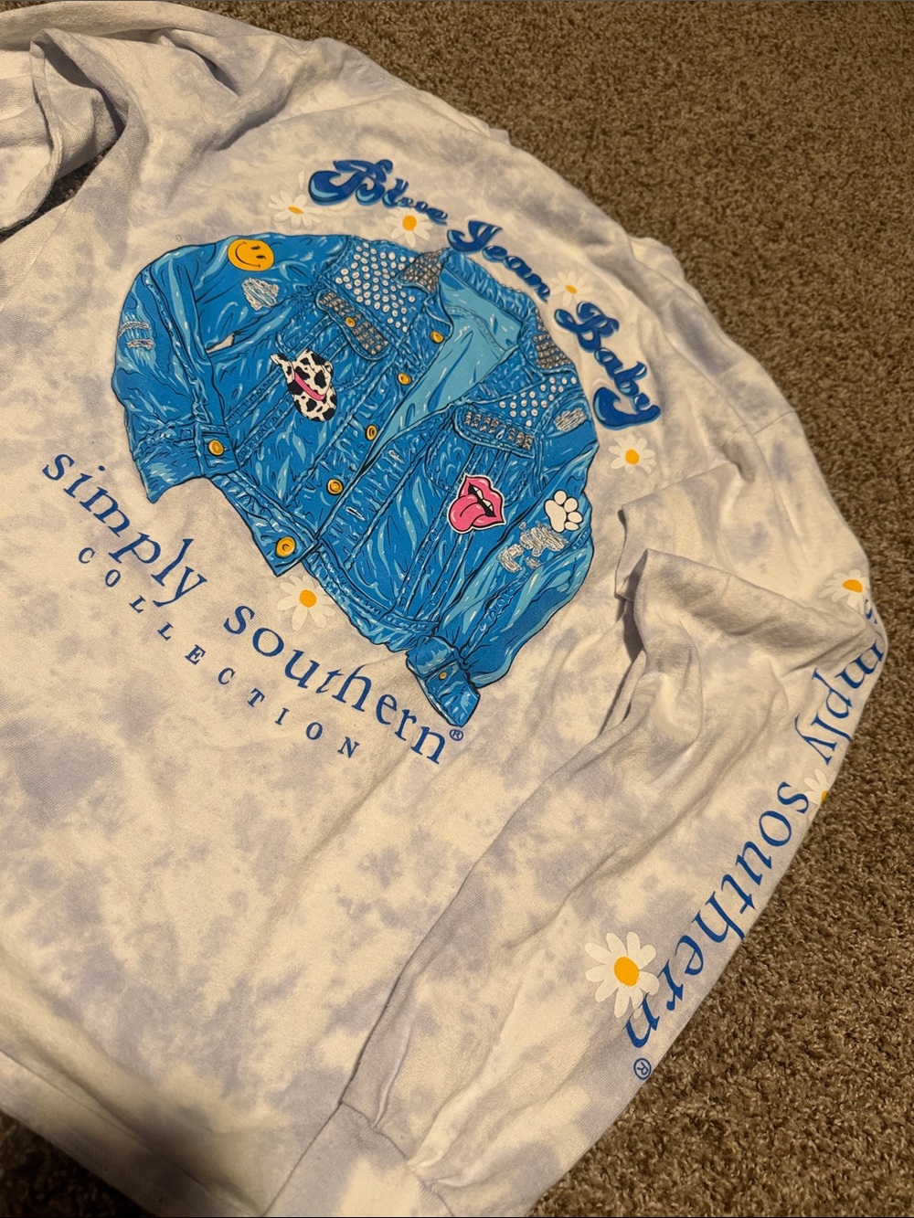 Simply Southern “Blue Jean Baby” tie-dyed tee (M)